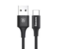 Кабель Baseus Cafule Type-C - USB черно-серый, 3A, 1м