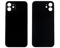 Задняя крышка (cтекло) iPhone 12 (с увел. вырезом) черная 1кл