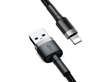 Кабель Baseus Cafule Cable Lightning-USB 2.4A  серый-черный, 1м