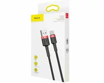 Кабель Baseus Cafule Type-C - USB черно-красный, 3A, 1м