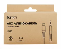 AUX Kstati U-02 lightning - 3.5мм, 1м черный