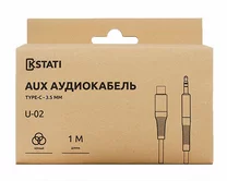 AUX Kstati U-02 Type-C - 3.5мм, 1м черный