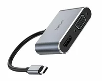 Type-C HUB Hoco HB30 (HDTV+VGA+USB3.0+PD) серый