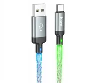 Кабель Hoco U112 Type-C - USB, светящийся серый, 1,2м