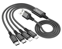 Кабель 4в1 Hoco X76 iP+iP+Type-C+Micro - USB, черный