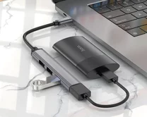 USB HUB Hoco HB26 4-in-1 (USB to USB3.0+USB2.0*3) темно-серый