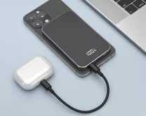 Внешний АКБ 5000 mAh NRG MagSafe, QI 20W, Deppa, дисплей, черный, 33664