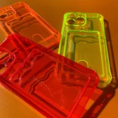 Чехол iPhone 12 TPU CardHolder (прозрачный розовый)