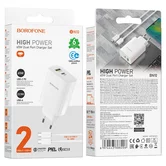 СЗУ-1USB + 1USB-C Borofone BN10, PD65W GaN, белый